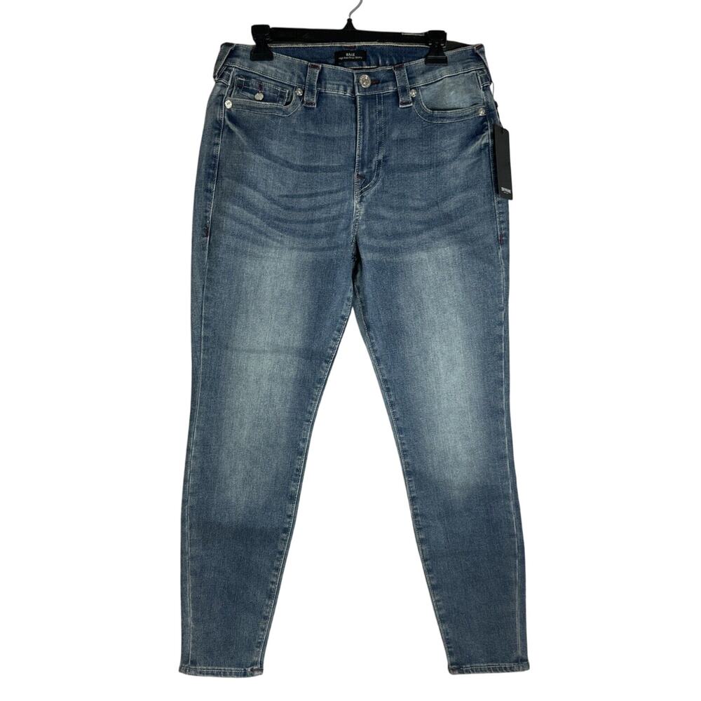 True Religion Womens Halle High Rise Super Skinny Blue Jeans 31 Flap Pockets New